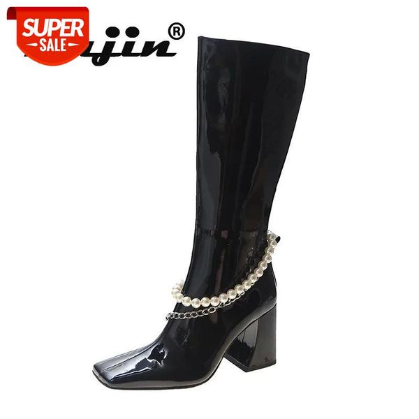 fujin 2021 new style autumn winter fashion women's boots small square chunky heel patent leather boots knee thigh boot trend #xa5r 
fujin 2021 new style autumn winter fashion women's boots small square chunky heel patent leather boots knee thigh boot trend #xa5r