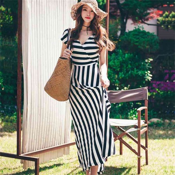 maxi stripe dress korean ladies summer loose v neck long office casual party dresses for women 210602, Black;gray
maxi stripe dress korean ladies summer loose v neck long office casual party dresses for women 210602, Black;gray