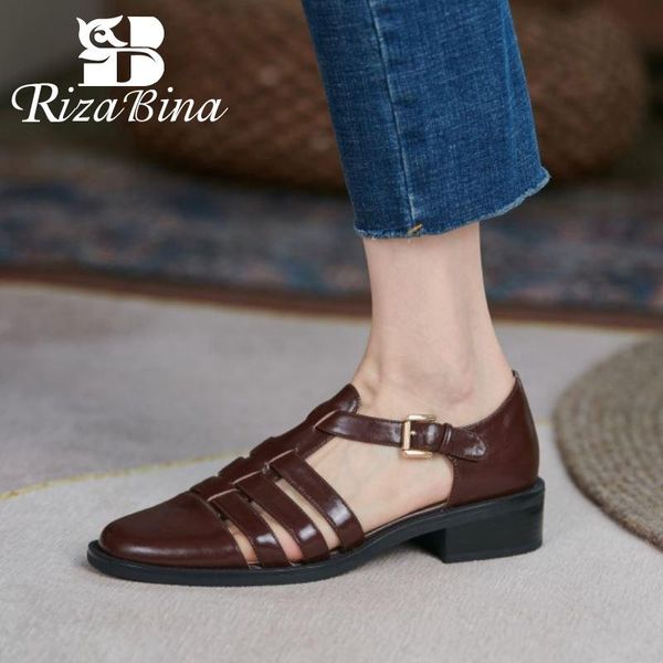 sandals rizabina women genuine leather round toe square heel buckle strap gladiator ladies footwear size 34-43, Black
sandals rizabina women genuine leather round toe square heel buckle strap gladiator ladies footwear size 34-43, Black