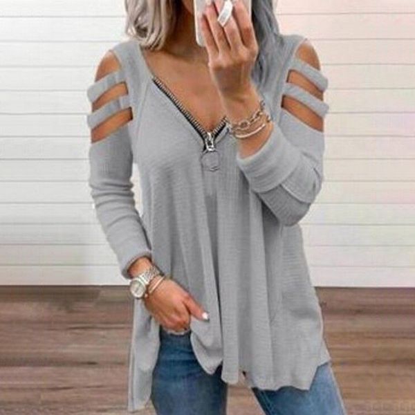 spring off shoulder hollow out striped solid women blouse v-neck zipper patchwork pleated loose female blouses casual 210518, White
spring off shoulder hollow out striped solid women blouse v-neck zipper patchwork pleated loose female blouses casual 210518, White