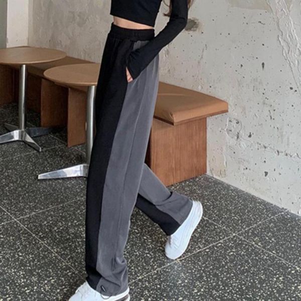 women's pants & capris elastic waist patchwork women trousers straight high ankle banded loose sport jeans/pants lady clothing, Black;white
women's pants & capris elastic waist patchwork women trousers straight high ankle banded loose sport jeans/pants lady clothing, Black;white
