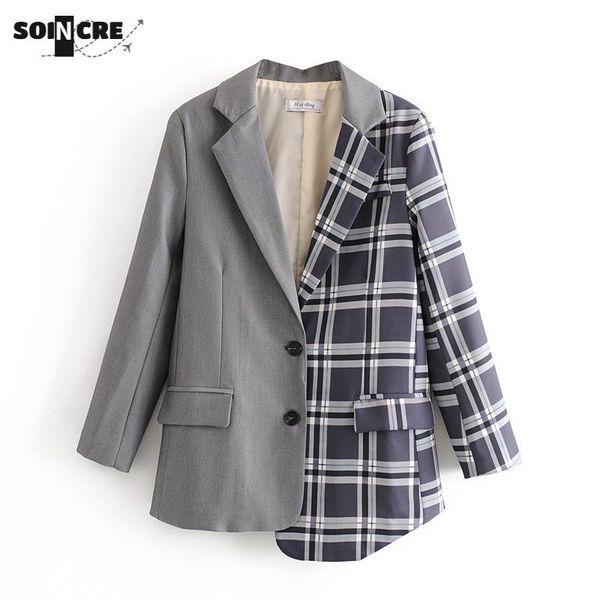 women's suits & blazers soincre fashion splicing plaid irregular suit jacket 2021 autumn office lady casual streetwear patchwork, White;black
women's suits & blazers soincre fashion splicing plaid irregular suit jacket 2021 autumn office lady casual streetwear patchwork, White;black