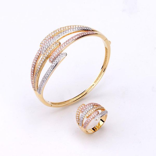 bangle fashion creative cross three-color bracelet hollow micro-inlaid zircon ladies ring set wholesale, Black
bangle fashion creative cross three-color bracelet hollow micro-inlaid zircon ladies ring set wholesale, Black