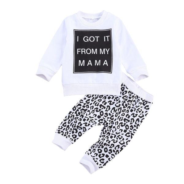 0-3y infant baby girls boys clothes sets letter print long sleeve pullover sweatshirt leopard pants, White
0-3y infant baby girls boys clothes sets letter print long sleeve pullover sweatshirt leopard pants, White