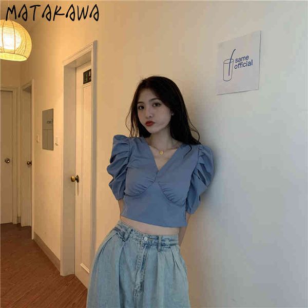 matakawa v-neck crop puff short-sleeved women blouses summer vintage short shirt slim waist blusas mujer de moda 210513, White
matakawa v-neck crop puff short-sleeved women blouses summer vintage short shirt slim waist blusas mujer de moda 210513, White