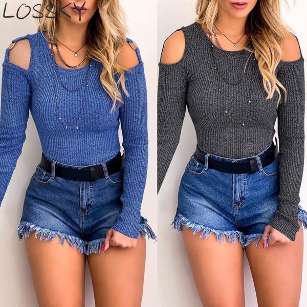 women's autumn winter fashion t-shirt clod off shoulder long- sleeve slim knitted casual bodycon sweater shirts 210520, White
women's autumn winter fashion t-shirt clod off shoulder long- sleeve slim knitted casual bodycon sweater shirts 210520, White
