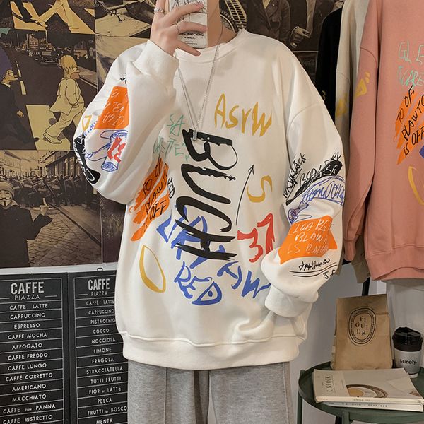 2021 autumn winter long sve t-shirt loose large round neck pullover student men's cotton sweater fashion t, White;black
2021 autumn winter long sve t-shirt loose large round neck pullover student men's cotton sweater fashion t, White;black