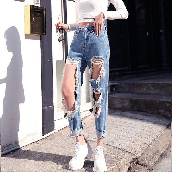 plus size hole ripped streetwear jeans for women spring summer casual denim trousers retro lady fashion straight pants c7129 women's, Blue
plus size hole ripped streetwear jeans for women spring summer casual denim trousers retro lady fashion straight pants c7129 women's, Blue