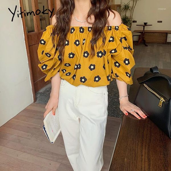 women's blouses & shirts yitimoky woman summer 2021 korean chic sweet fashion floral print slash neck strapless loose puff sleeves yell, White
women's blouses & shirts yitimoky woman summer 2021 korean chic sweet fashion floral print slash neck strapless loose puff sleeves yell, White