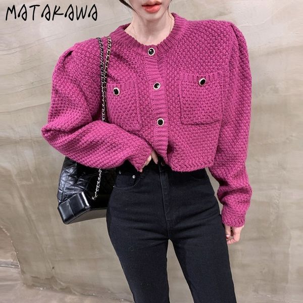 matakawa vintage fashion round neck knitted cardigan coat single-breasted sweater jacket fall women 210513, White;black
matakawa vintage fashion round neck knitted cardigan coat single-breasted sweater jacket fall women 210513, White;black