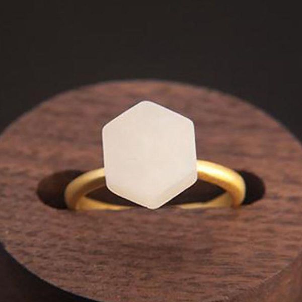 silver inlaid natural hetian white jade ring geometric shape cold wind niche design retro women's opening adjustable cluster rings, Golden;silver
silver inlaid natural hetian white jade ring geometric shape cold wind niche design retro women's opening adjustable cluster rings, Golden;silver
