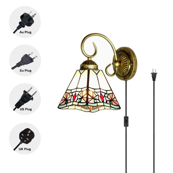 wall lamp nunu tiffany e26 1-lamp plug-in or hardwired bulb not included sconce glass shade 6 foot black cord for indoor hallway loft
wall lamp nunu tiffany e26 1-lamp plug-in or hardwired bulb not included sconce glass shade 6 foot black cord for indoor hallway loft