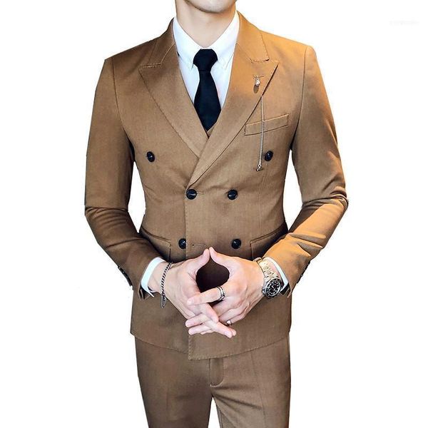 men's suits & blazers british style banquet business solid color blazer suit jacket pants vest / male high end slim double breast, White;black
men's suits & blazers british style banquet business solid color blazer suit jacket pants vest / male high end slim double breast, White;black