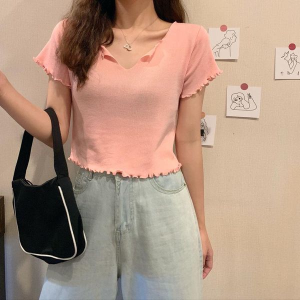 women's t-shirt woman tshirts short-sleeved knitted summer 2021 crop mujer camisetas, White
women's t-shirt woman tshirts short-sleeved knitted summer 2021 crop mujer camisetas, White