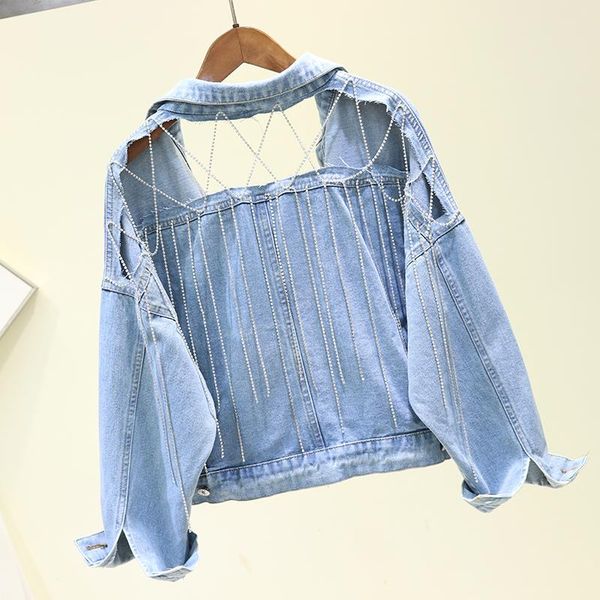 women's jackets korean fashion diamond tassel short denim jacket women spring loose holes jeans coat female casual outerwear streetwear, Black;brown
women's jackets korean fashion diamond tassel short denim jacket women spring loose holes jeans coat female casual outerwear streetwear, Black;brown