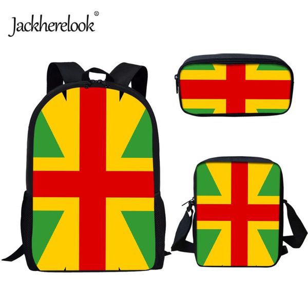 backpack jackherelook jamaican flag print schoolbag student campus durable school bags 3pcs/set teenagers large capacity bookbag