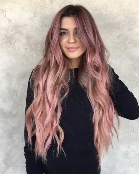 wig wig dyeing medium pink gradual change long curly hair big wave chemical fiber headgear, Black
wig wig dyeing medium pink gradual change long curly hair big wave chemical fiber headgear, Black
