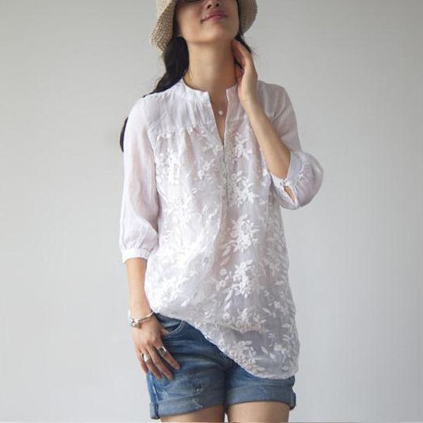 women's t-shirt 2021 summer/fall korea mesh embroidery lace flower shirt medium length casual v-neck 3 / 4 sleeve elegant office white
women's t-shirt 2021 summer/fall korea mesh embroidery lace flower shirt medium length casual v-neck 3 / 4 sleeve elegant office white