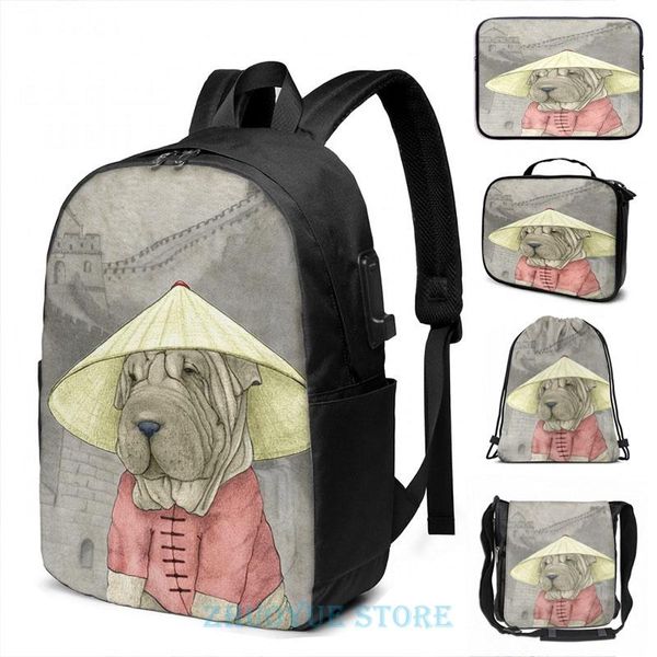 backpack funny graphic print shar pei on the great wall usb charge men school bags women bag travel laptop
backpack funny graphic print shar pei on the great wall usb charge men school bags women bag travel laptop