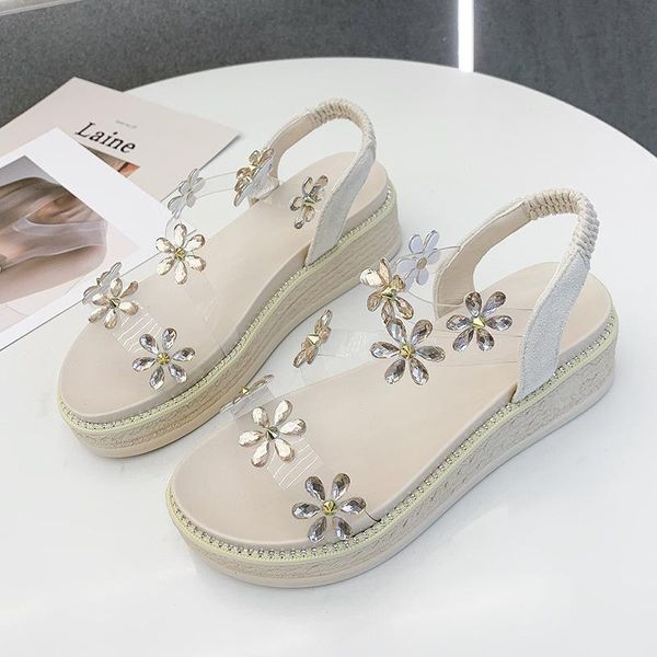 sandals women's 2021 summer fashion rhinestone fairy style platform flower transparent beach, Black
sandals women's 2021 summer fashion rhinestone fairy style platform flower transparent beach, Black