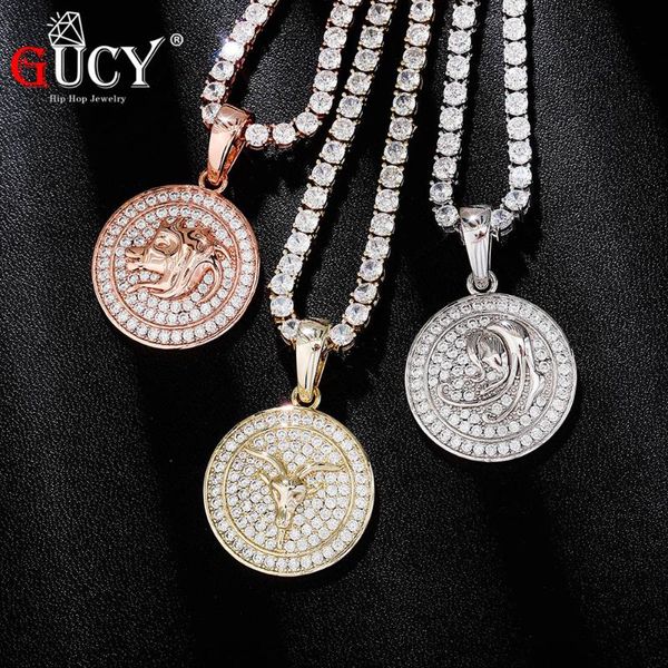 pendant necklaces gucy 12 constellations necklace iced out micro pave cubic zirconia hip hop jewelry with 3mm rope chain for gift, Silver
pendant necklaces gucy 12 constellations necklace iced out micro pave cubic zirconia hip hop jewelry with 3mm rope chain for gift, Silver