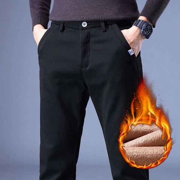 men's pants high-end brand casual stretch brushed youth straight-leg plush classic business solid color trousers, Black
men's pants high-end brand casual stretch brushed youth straight-leg plush classic business solid color trousers, Black