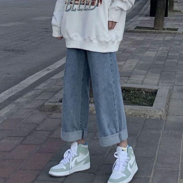 women's jeans women vintage wide leg female trousers casual loose all-match chic classic solid trendy soft roll up hem korean style jea, Blue
women's jeans women vintage wide leg female trousers casual loose all-match chic classic solid trendy soft roll up hem korean style jea, Blue