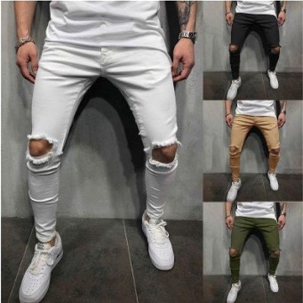 men's suits & blazers tight-fitting fashion casual all-match solid color ripped mid-waist and small-foot trousers, White;black
men's suits & blazers tight-fitting fashion casual all-match solid color ripped mid-waist and small-foot trousers, White;black