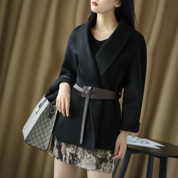women's wool & blends 2021 winter belt coat fashion double-sided tweed temperament warm handmade, Black
women's wool & blends 2021 winter belt coat fashion double-sided tweed temperament warm handmade, Black