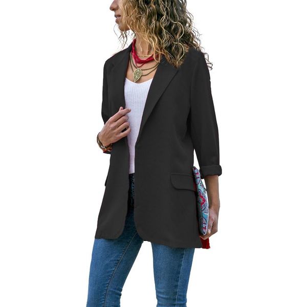 women's suits & blazers women spring fall blazer jacket fashion none button work office lady suit casual slim business female coat, White;black
women's suits & blazers women spring fall blazer jacket fashion none button work office lady suit casual slim business female coat, White;black