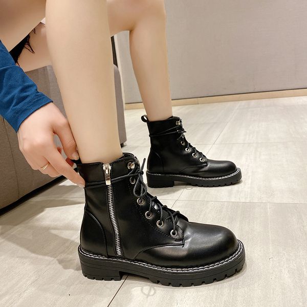 boots women's leather boots, women's short-waisted shoes with shoelaces and clothing-proof winter kgrk, Black
boots women's leather boots, women's short-waisted shoes with shoelaces and clothing-proof winter kgrk, Black