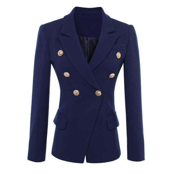 fashion designer blazer jacket women's gold buttons navy blue double breasted outerwear size s-4xl 210930, White;black
fashion designer blazer jacket women's gold buttons navy blue double breasted outerwear size s-4xl 210930, White;black