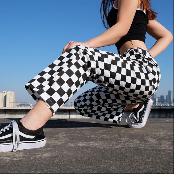 womens capri punk plaid straight wide leg pants women checkerboard casual loose long trousers bottom femme sweatpants hip hop pantalon, Black;white
womens capri punk plaid straight wide leg pants women checkerboard casual loose long trousers bottom femme sweatpants hip hop pantalon, Black;white