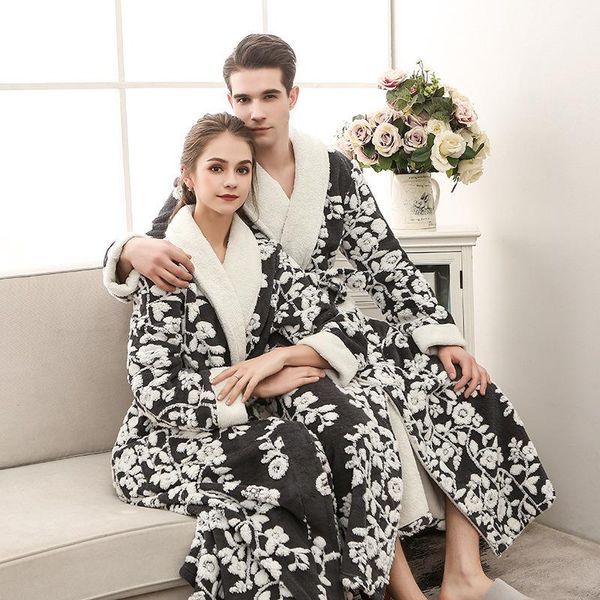 women's sleepwear flannel nightgown craft jacquard double layer thick cationic net weight 1300g winter pyjama for women robe, Black;red
women's sleepwear flannel nightgown craft jacquard double layer thick cationic net weight 1300g winter pyjama for women robe, Black;red