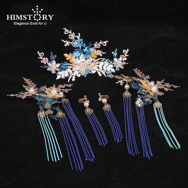 hair clips & barrettes himstory luxury chinese bridal headdress blue flower long tassel ancient hairpin earrings wedding jewelry accessories, Golden;silver
hair clips & barrettes himstory luxury chinese bridal headdress blue flower long tassel ancient hairpin earrings wedding jewelry accessories, Golden;silver