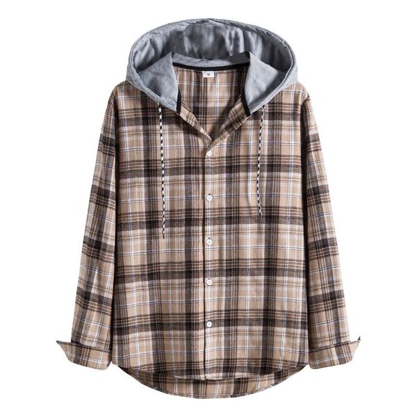 men's casual shirts men harajuku plaid shirt hooded long sleeve check autumn social camisas loose streetwear couple clothes, White;black
men's casual shirts men harajuku plaid shirt hooded long sleeve check autumn social camisas loose streetwear couple clothes, White;black