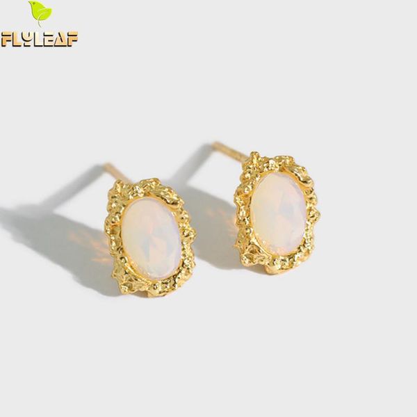 silver 925 jewelry 14k gold opal stud earrings for women lava texture geometric ellipse lady student arrival flyleaf, Golden;silver
silver 925 jewelry 14k gold opal stud earrings for women lava texture geometric ellipse lady student arrival flyleaf, Golden;silver