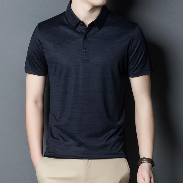 summer business men's short sleeve t-shirt thin lapel casual ice silk middle aged dad's dress pants, Black
summer business men's short sleeve t-shirt thin lapel casual ice silk middle aged dad's dress pants, Black