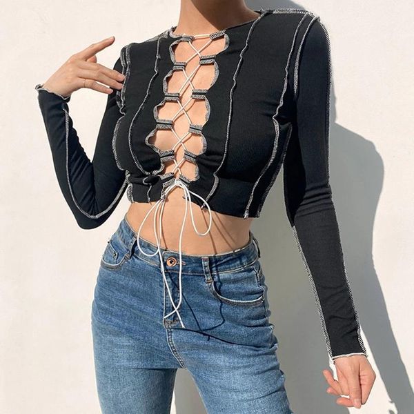 women's t-shirt hollow out crop bandage long sleeve party skinny streetwear female clothing 2021 spring lady short, White
women's t-shirt hollow out crop bandage long sleeve party skinny streetwear female clothing 2021 spring lady short, White