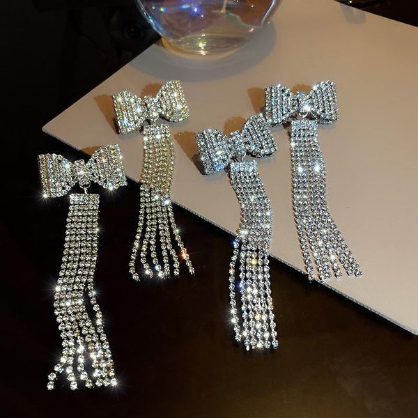 dangle & chandelier 2021 europe and america bowknot shining rhinestone long tassel earrings for women fashion jewelry luxury pendientes part, Silver
dangle & chandelier 2021 europe and america bowknot shining rhinestone long tassel earrings for women fashion jewelry luxury pendientes part, Silver
