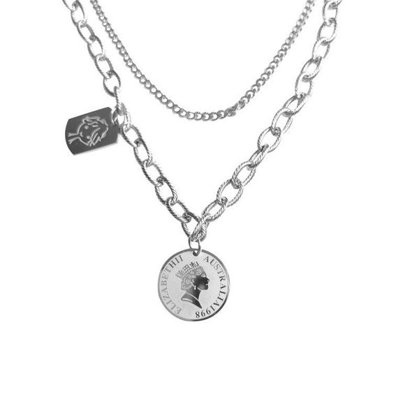 pendant necklaces potcet women's stainless steel double-layer portrait titanium necklace geometric fashion hip hop party jewelry, Silver
pendant necklaces potcet women's stainless steel double-layer portrait titanium necklace geometric fashion hip hop party jewelry, Silver