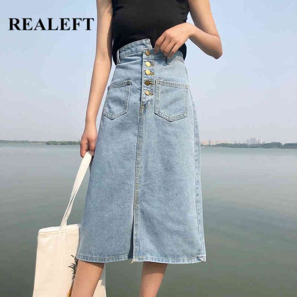 women's denim skirts summer fashion chic korean style cross button design high waist midi a-line skirt female 210428, Black
women's denim skirts summer fashion chic korean style cross button design high waist midi a-line skirt female 210428, Black