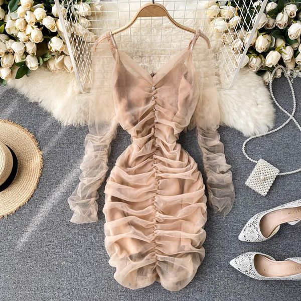 casual dresses foamlina women mini bodycon dress see through mesh long sleeve v-neck draped slim fashion club party 2021 autumn chic, Black;gray
casual dresses foamlina women mini bodycon dress see through mesh long sleeve v-neck draped slim fashion club party 2021 autumn chic, Black;gray