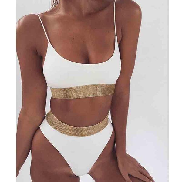 women's swimwear solid gold patchwork female 2021 high waist bikini women swimsuit beach pool bathing suit beachwear swimming, White;black
women's swimwear solid gold patchwork female 2021 high waist bikini women swimsuit beach pool bathing suit beachwear swimming, White;black