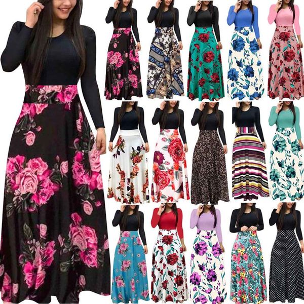 casual dresses women bodycon maxi dress stitching floral print long sleeves round neck slim vestidos de fiesta, Black;gray
casual dresses women bodycon maxi dress stitching floral print long sleeves round neck slim vestidos de fiesta, Black;gray
