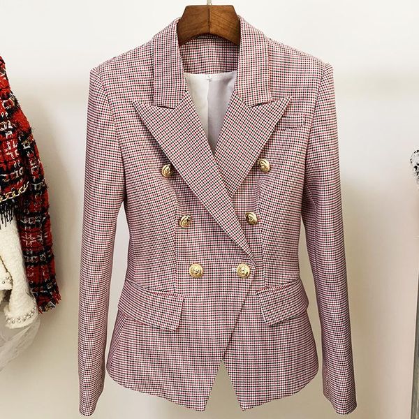 women's suits & blazers high street est 2021 designer jacket classic metal buttons double breasted slim fitting houndstooth blazer, White;black
women's suits & blazers high street est 2021 designer jacket classic metal buttons double breasted slim fitting houndstooth blazer, White;black