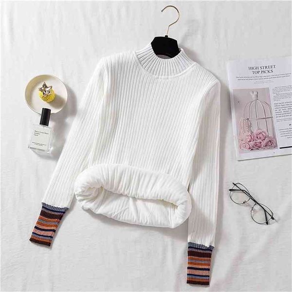 autumn winter women's korean half high collar striped plus velvet sweater thick slim female bottoming gx475 210507, White;black
autumn winter women's korean half high collar striped plus velvet sweater thick slim female bottoming gx475 210507, White;black