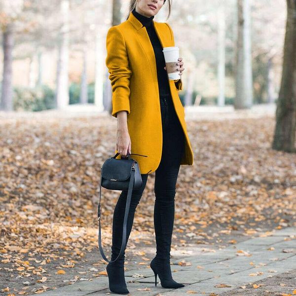 women's wool & blends autumn winter coat fashion women office ladies slim stand collar jackets woman open stitch woolen coats abrigos, Black
women's wool & blends autumn winter coat fashion women office ladies slim stand collar jackets woman open stitch woolen coats abrigos, Black