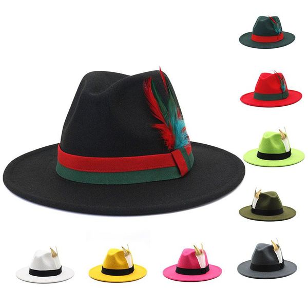 wide brim hats fedoras man hat for women feather belt fashion gentlemen ladies travel cap autumn winter wholesale, Blue;gray
wide brim hats fedoras man hat for women feather belt fashion gentlemen ladies travel cap autumn winter wholesale, Blue;gray
