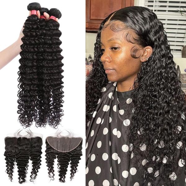 human hair bulks 28 30 32 34 40 inch brazilian weave 3 4 bundles with 13x4 lace frontal and closure remy deep wave 100%, Black
human hair bulks 28 30 32 34 40 inch brazilian weave 3 4 bundles with 13x4 lace frontal and closure remy deep wave 100%, Black